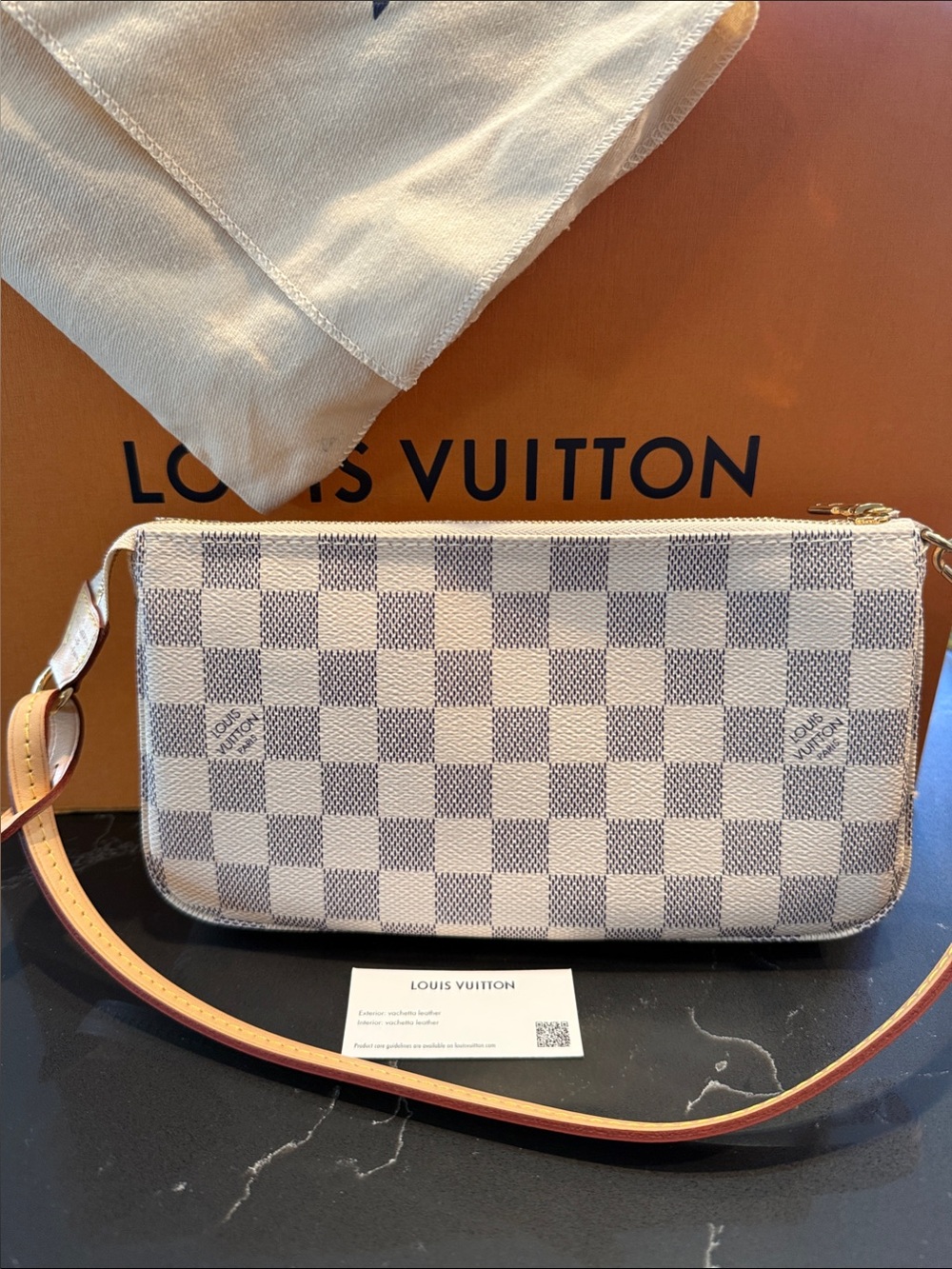 🇫🇷Authentic 🇫🇷Louis Vuitton Damier Azur Pochette Accessories